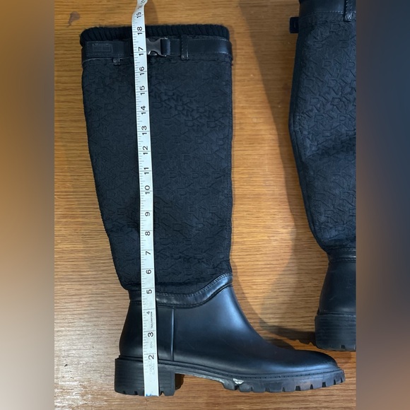 DKNY Rain Cascade Black Boots Womens US 6.5 UK 37 Knee High Cold Weather Y2K Gal - Picture 9 of 12